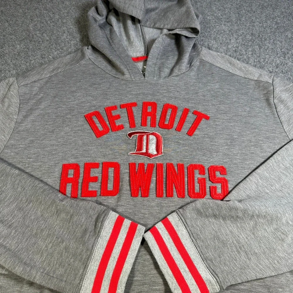 Fanatics‎ Detroit Red Wings NHL Hoodie Mens XXL Grey Red Embroidered Pullover